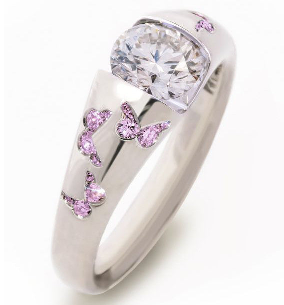 European And American Diamond-studded Ring Butterfly Gem Simple And Elegant
