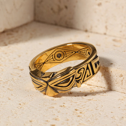 Men And Women All-matching Ancient & Gold Ring Sanxingdui B Retro Original Opening