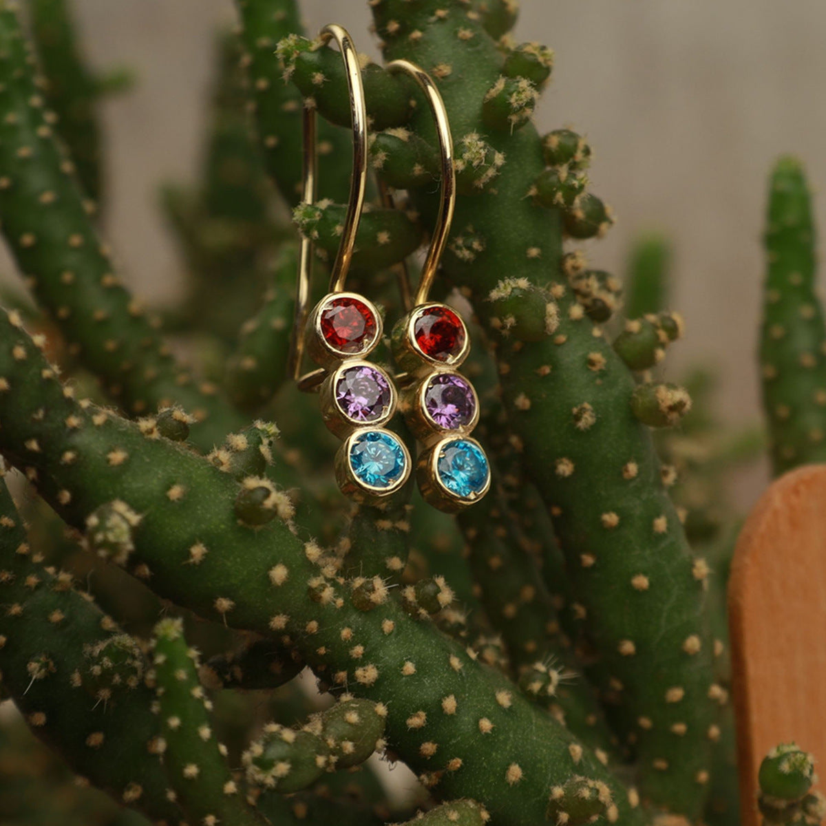Sterling Silver Colorful Crystals Women's Exquisite Versatile Elegant Earrings