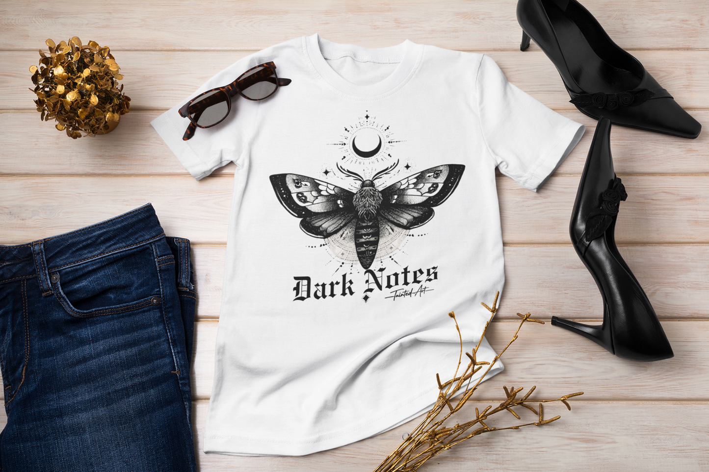 Dark Notes Women's Graphic Tee — Moth Design