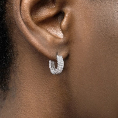 Men's Full Diamond Earrings European And American Style All-match S925 Sterling Silver