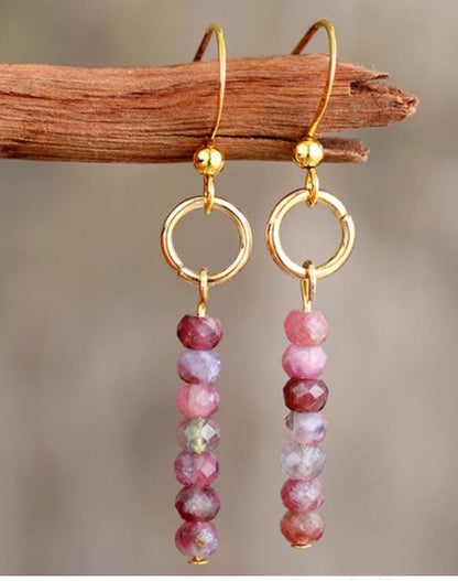 Retro Style Women's Shoushan Stone Beads Earrings Hollow Bead Earrings