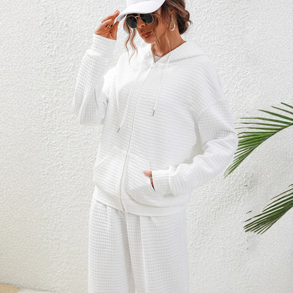 European And American Women's Clothing Texture Plaid Casual Zipper Sweater Coat