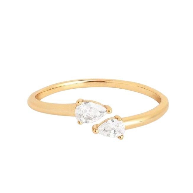 Silver Water Drop Zircon Opening Light Luxury Fashion Commuter Neutral Ring