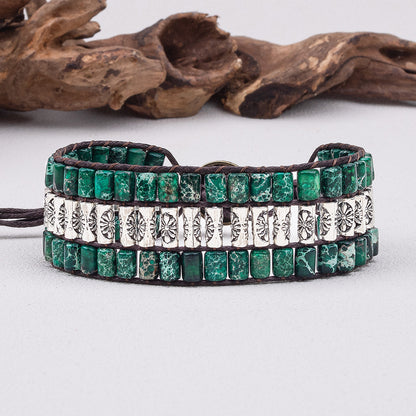 Purple Vintage Bohemian Style Cylindrical Braided Bracelet