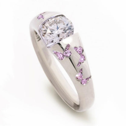 European And American Diamond-studded Ring Butterfly Gem Simple And Elegant