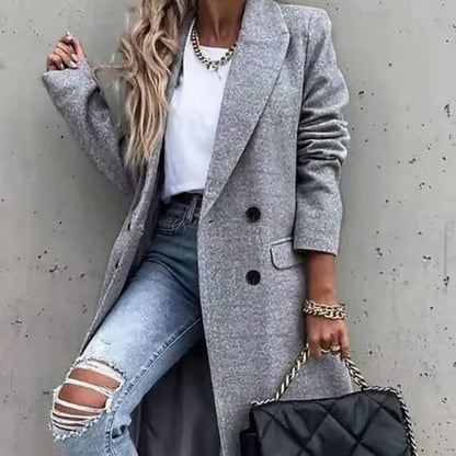 Solid Color Wool Mid-length Women's Coat