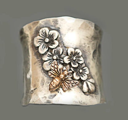 Butterfly Flower Diamond Ring Brass